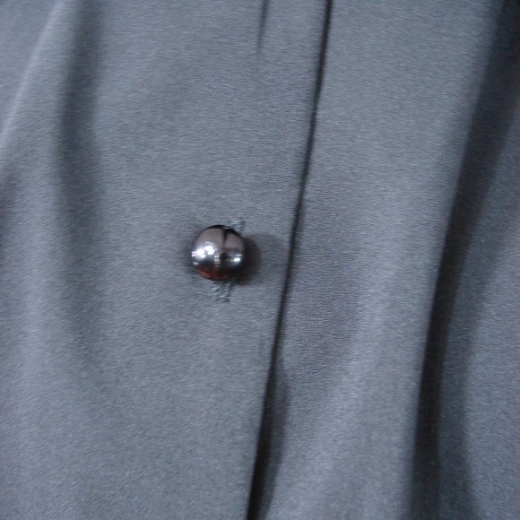 Black 2XL Button Front Shoulder Overlay Tie Business Everyday Classic L/S Blouse - Picture 11 of 11